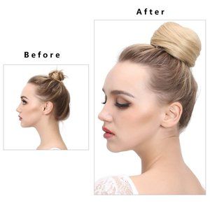 SARLA Clip in Hair Bun Extension Blonde Donut Drawstring Chignon Synthetic Bun